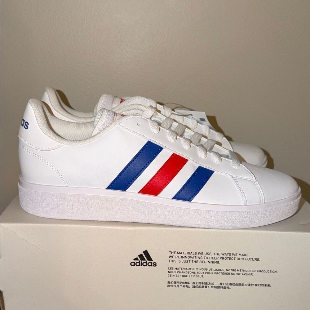 Adidas Grand Court Base 2.0 ‘White Red Blue’ GW9252 Men’s Size 8